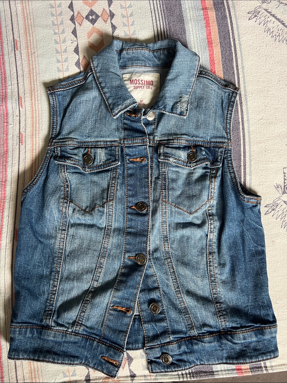 Mossimo Supply Co. Medium Wash Blue Denim Vest
